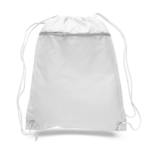 Sacs à cordon de valeur en polyester avec poche à glissière avant